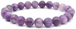 Round Lepidolite Crystal Beaded Bracelet
