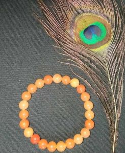 Round Red Sandstone Beaded Bracelet