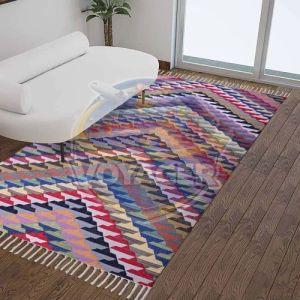 Cotton Kilim Style Flat Weave Rug
