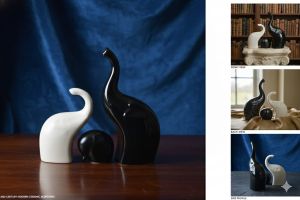 Abstract Elephant Shape Ceramic Decor Showpiece