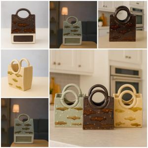 Handcrafted Ceramic Bag Shape Table Decor