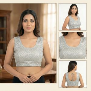 Ladies Silver Sequin Back Tie Blouse