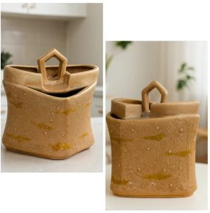Lid Handle Ceramic Storage Planter