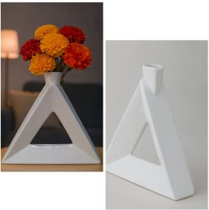 Modern Triangle Cut Out Ceramic Flower Vase