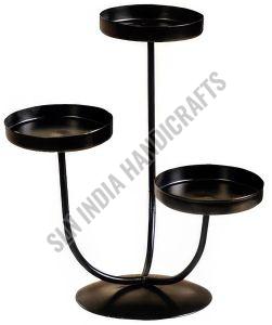 3 Arm Black Metal Candle Stand