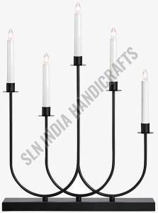 5 Arm Black Metal Candle Holder