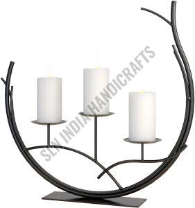 Black Metal Three Pillar Candle Holder