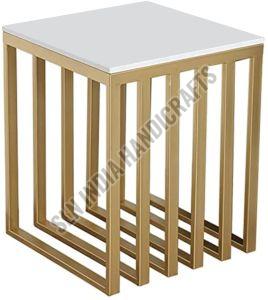 Golden Metal Frame Square Side Table