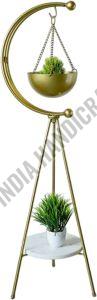 Golden Metal Small Tripod Planter
