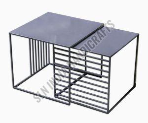 Grey Metal Nesting End Table