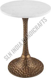 Round Hammered Pedestal End Table