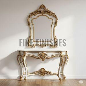 Classic Ornamental Wooden Console Table with Mirror Frame