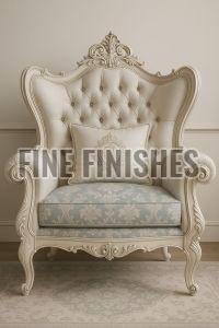 Cream Tufted Damask Upholstery Armchair