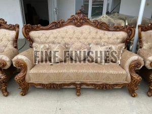Grand Palace Style Ornamental Wooden Three Seater Sofa