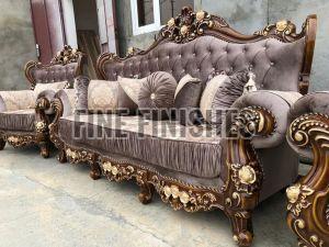 Luxury Palace Design Deep Tufted Wooden Sofa Set
