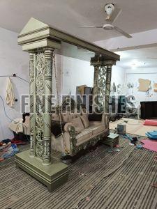 Luxury Pillar Mounted Wooden Swing Jhula