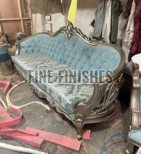 Luxury Silver Tufted Three Seater Sofa
