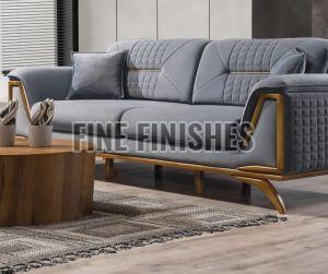 Modern Quilted Back Wooden Frame Three Seater Sofa