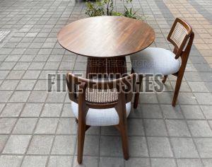 Modern Round Wooden Coffee Table Chair Set
