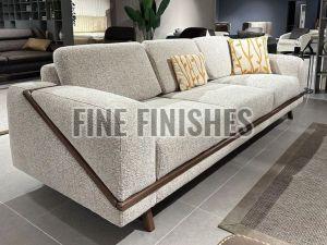 Modern Wooden Trim Three Seater Luxury Sofa
