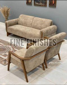 Premium Lounge Fabric Wooden Arm Sofa Set