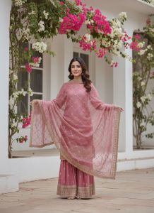 Designer Top Plazzo Dupatta Set