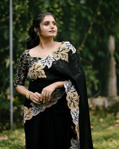 Woman Satin Chiffon Saree