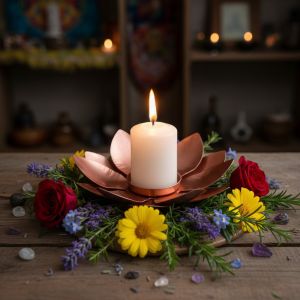 Lotus Flower Shaped Brass Candle Holder