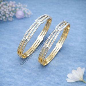 Classic Crystal Studded Gold Tone Bangles
