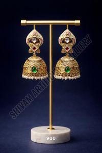 Classic Enamel Kundan Dome Jhumka Earrings