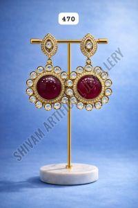 Crystal Red Stone Statement Stud Earrings