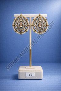 Crystal Round Pearl Stud Earrings