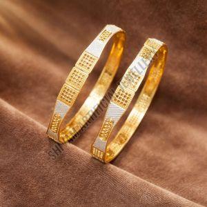 Dual Tone Textured Bangle Set