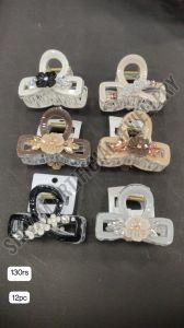 Floral Crystal Hair Claw Clip