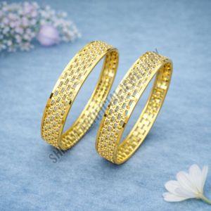Gold Tone Lattice Pattern Ethnic Kada