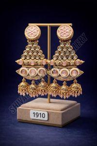 Heritage Pink Kundan Layered Jhumka Earrings