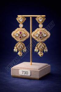 Kundan Pearl Designer Drop Earrings