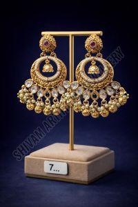 Kundan Pearl Hoop Jhumka Earrings