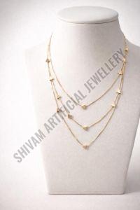 Minimal Geometric Triangle Layered Necklace