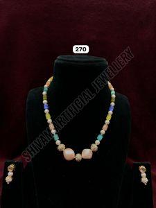 Multi Color Beaded Necklace and Earring Set