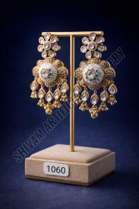 Multicolor Enamel Kundan Designer Long Drop Earrings