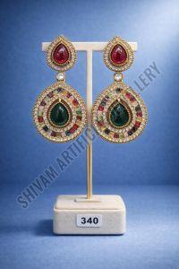 Multicolor Kundan Drop Earrings
