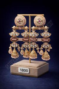 Multicolor Kundan Pearl Long Jhumka Earrings