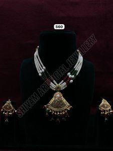 Pearl Necklace with Jhumka Earrings Set