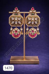 Pink Kundan Designer Drop Earrings