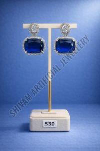 Royal Blue Crystal Halo Drop Earrings
