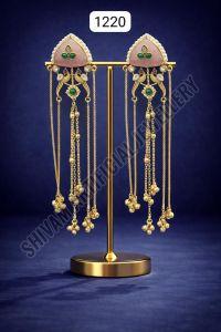 Triangular Motif Kundan Chain Drop Earrings