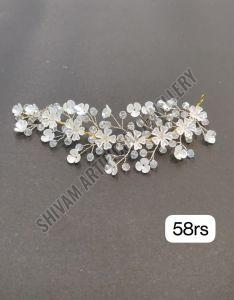 White Floral Crystal Hair Vine