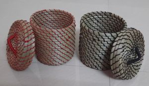 Handwoven Sabai Grass Baskets with Lid