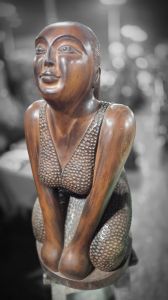 Girl in Mood Wooden Model Home Decor Statue